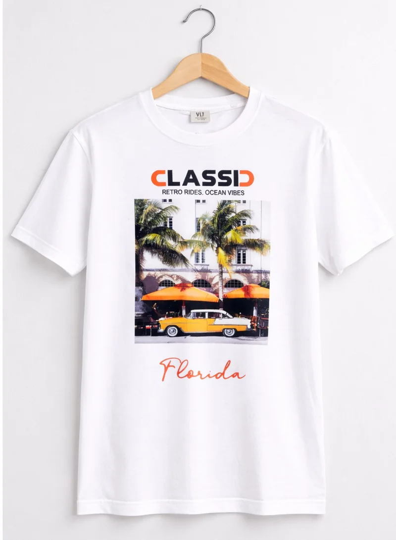 Victor And Jane Off White Boys’ Graphic T-Shirt – “Florida” Photo Print Tee for Men | Best Price UAE